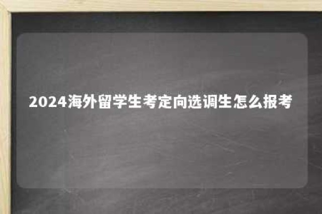 2024海外留学生考定向选调生怎么报考 海外留学生选调生条件